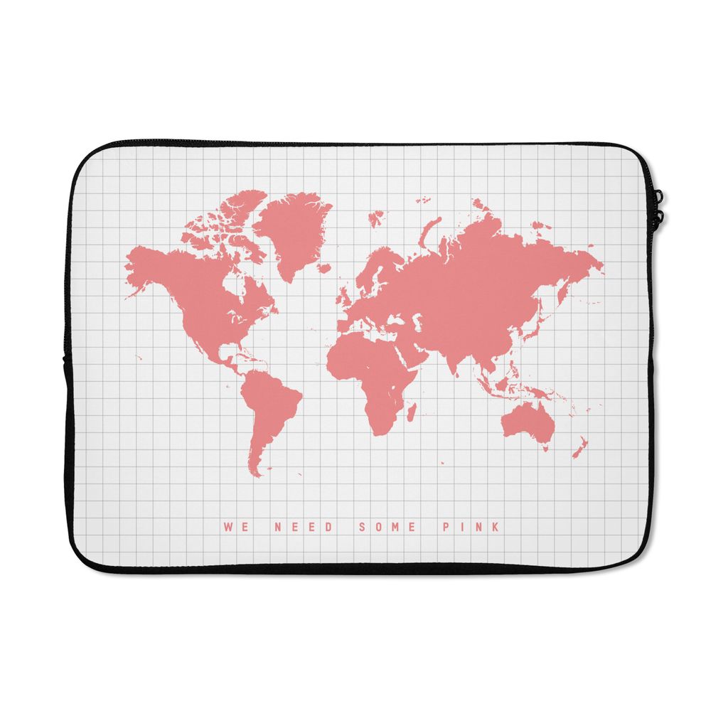 MuchoWow Laptop Hülle 14 ZollWeltkarte - Rosa - Zitat - Kinder - Jungen - Mädchen Laptoptasche - Laptoptasche - Stoßsicher - Schutzhaube