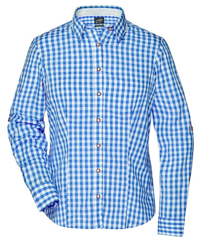 James and Nicholson - "Traditional" Hemd für Damen LT2772 (XS) (Königsblau/Weiß)