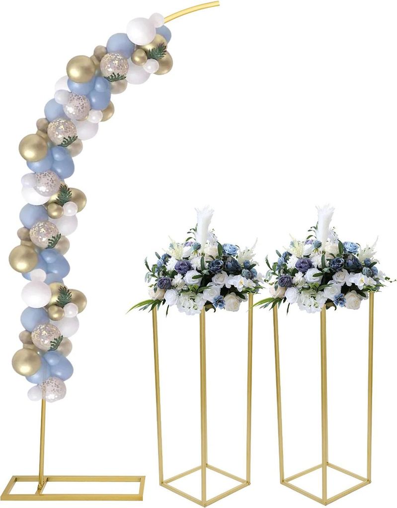 Blumen- & Pflanzenständer - Metallsäule für Deko - 60×20×200 cm - Robuster Stahl - Für Hochzeit & Party - Gold