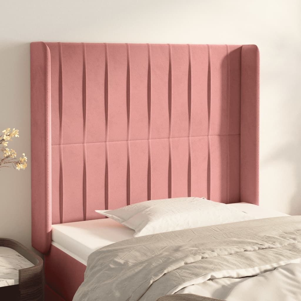 "Rabatt" Bettkopfteil modern - Kopfteil für Bett - mit Ohren Rosa 83x16x118/128 cm Samt - Kopfteile CC4469