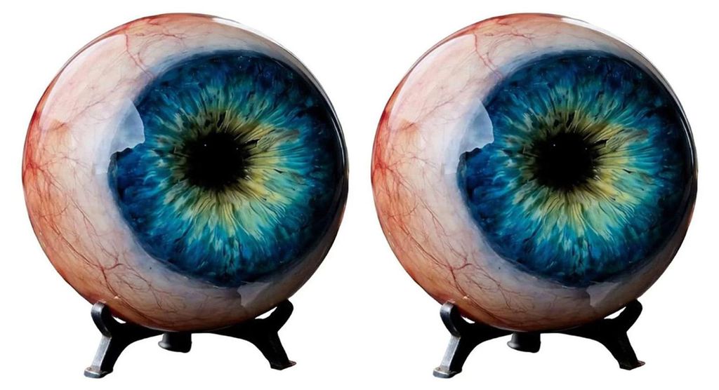 Realistische gotische Augapfel-Skulptur, lebensechte Horror-3D-Augenskulptur mit Ständer für Halloween-Partys, Schreibtisch, Regal oder als Heimd...