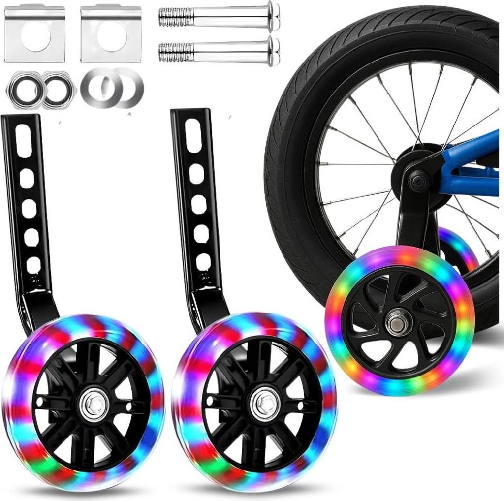 Seitenräder für Kinderfahrräder, LED RGB, bunte Produktbild 