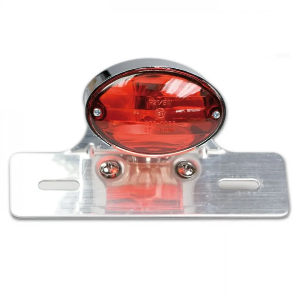 Feu arrière custom rouge et chrome mini Cat-Eye pour moto KZB