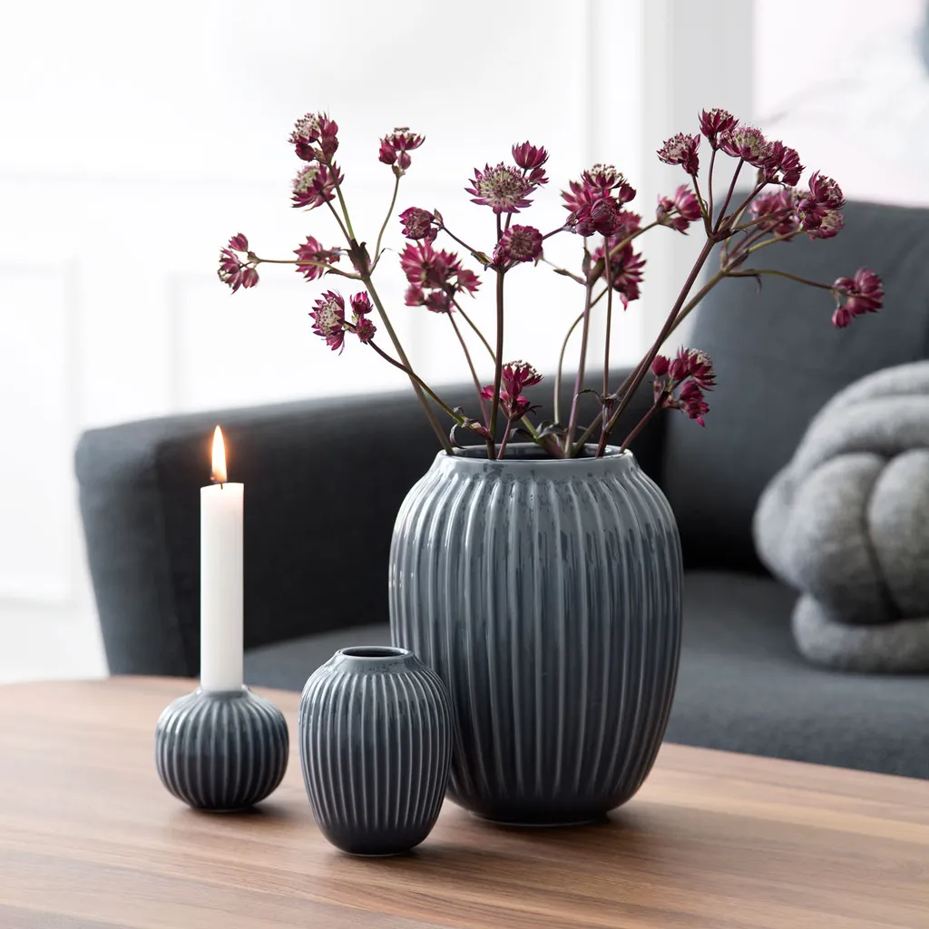 Vase de table Kähler Hammershøi 21 cm gris pour bouquet de fleurs