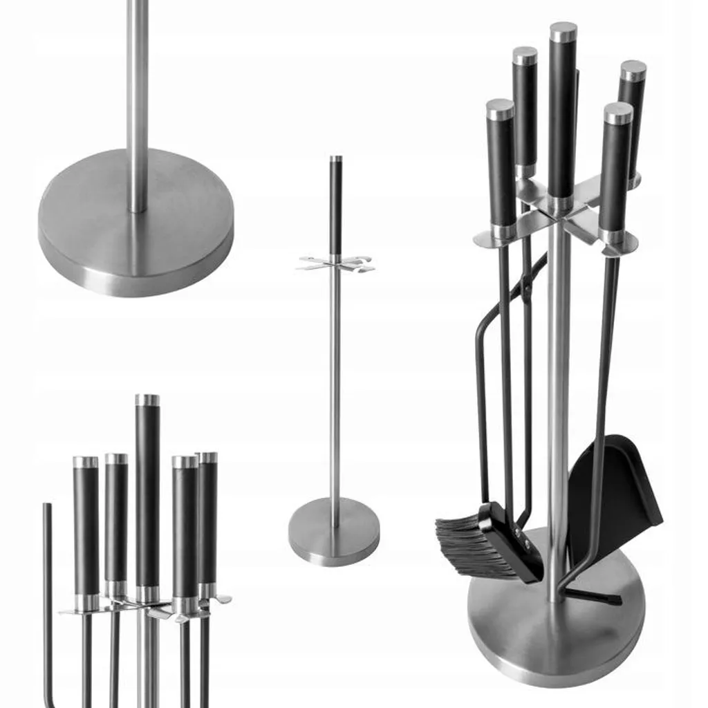 Accessoires pour cheminée en fer forgé avec support stable 5 pcs - 4