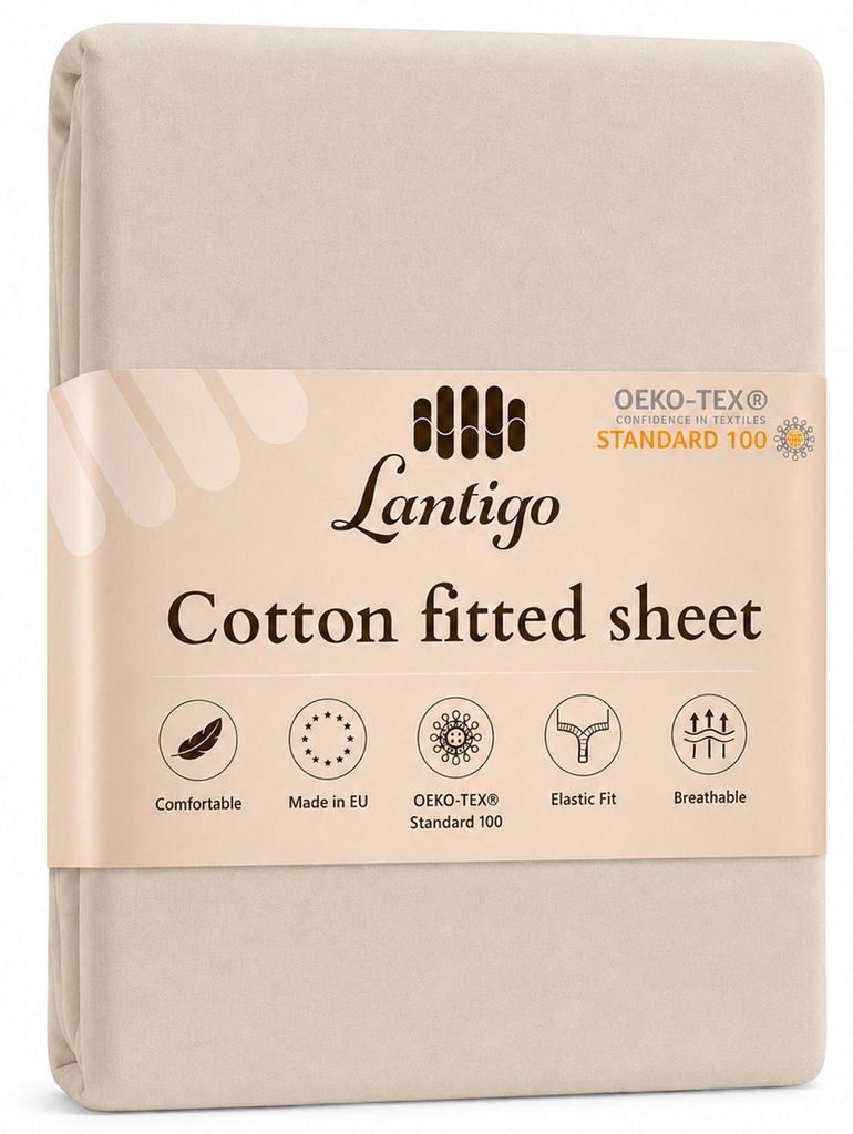 Lantigo Spannbettlaken 100 % Baumwolle Satin 180x200 cm Produktbild 