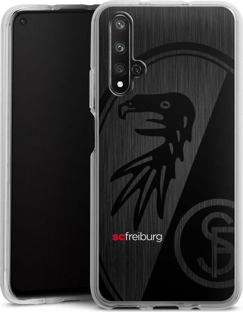 DeinDesign Handyhülle für Huawei Nova 5T Silikon Hülle Case Smartphone Schutzhülle Metallic Look Offizielles Lizenzprodukt SC Freiburg