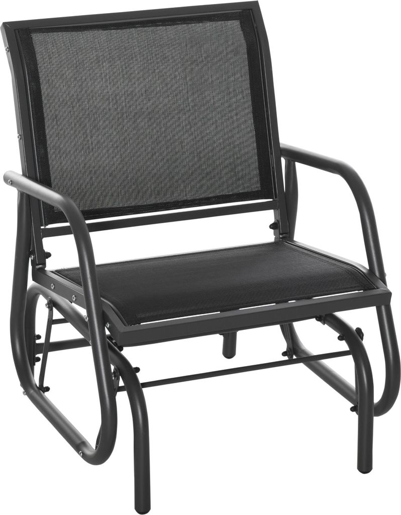 Schaukelstuhl Gartenstuhl aus Metall Schaukelsessel mit Armlehne Rückenlehne Gartenschaukel bis 120 kg belastbar Outdoor Relaxstuhl für Balkon Ga...
