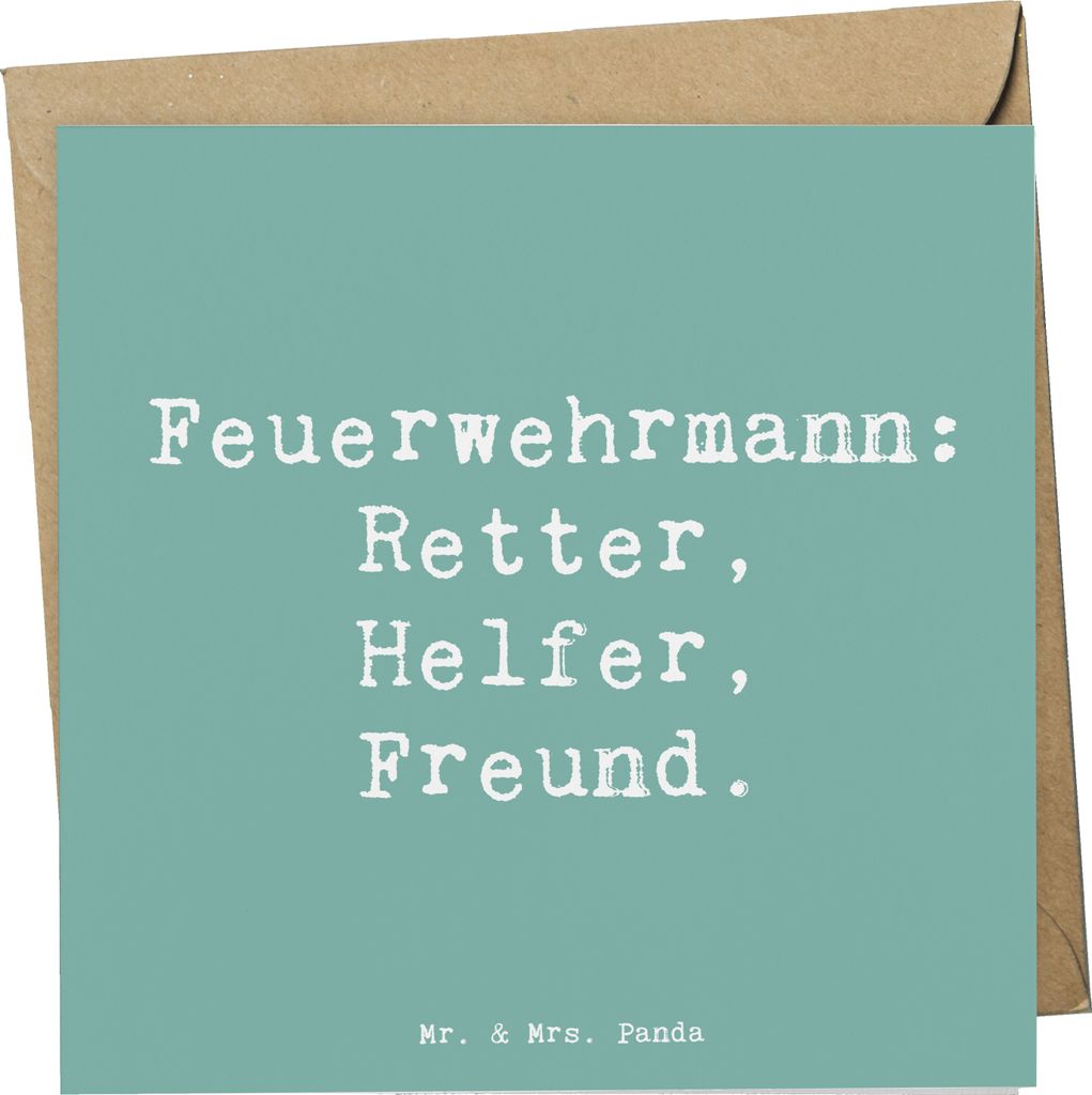 Mr. & Mrs. Panda Grußkarte Spruch Feuerwehrmann Rettungsheld - Meeresbrise - Geschenk, faltkarte, anlasskarte, Gemeinschaft, Danke sagen, doppelka...