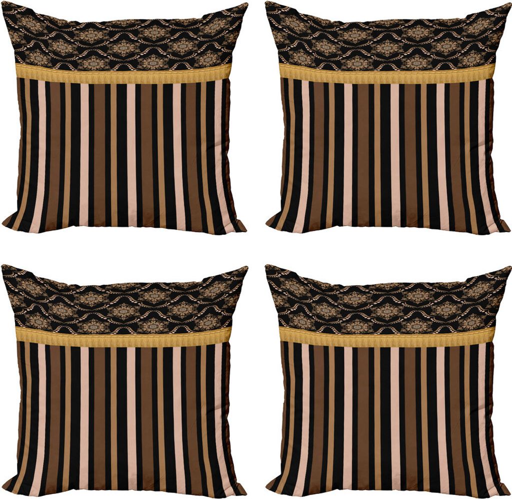 ABAKUHAUS viktorianischen Stil Kissenbezug Set (4 Stück), nostalgische Linien, Moderner Doppelseitiger Digitaldruck, 50 cm x 50 cm, Charcoal Grau ...