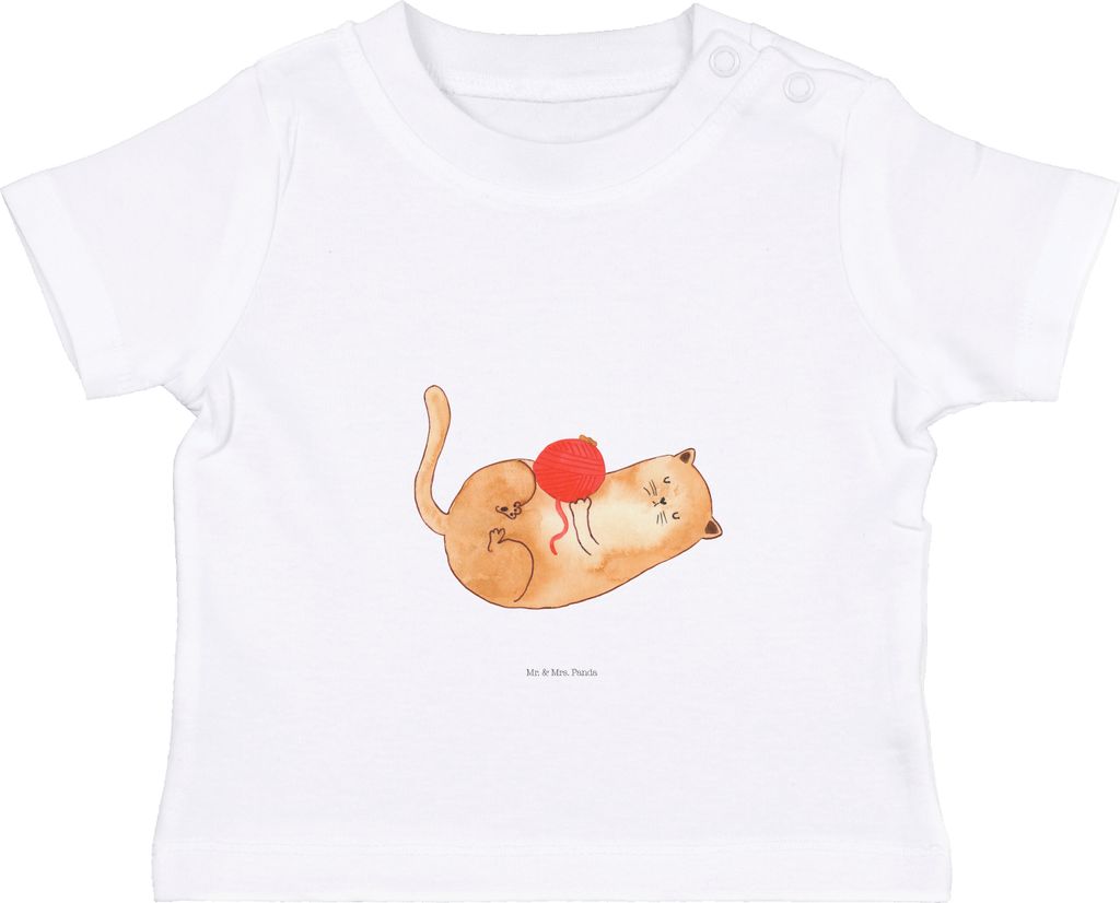Mr. & Mrs. Panda T-Shirt Katze Wolle 6. - 12. Monat - Weiß - Geschenk, Süß, Baby, Oberteil, Cat, Babyshirt, Kinder, Putzig, Katzen, Spiel, Spiel...