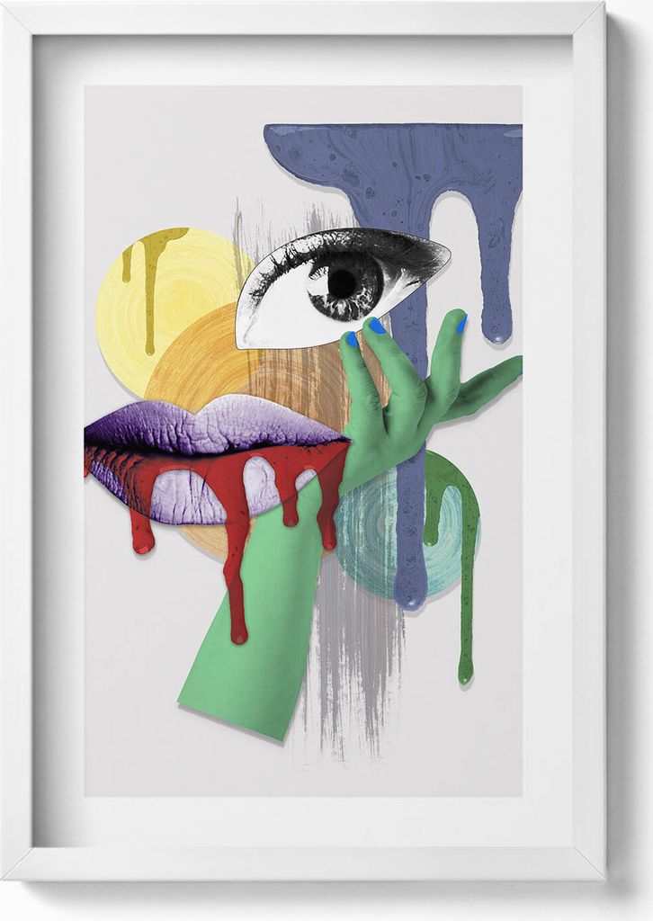 Surreale Collage– Wandbild mit Rahmen – Gerahmtes Bild – Wanddekoration – 40x60 cm – Weiß