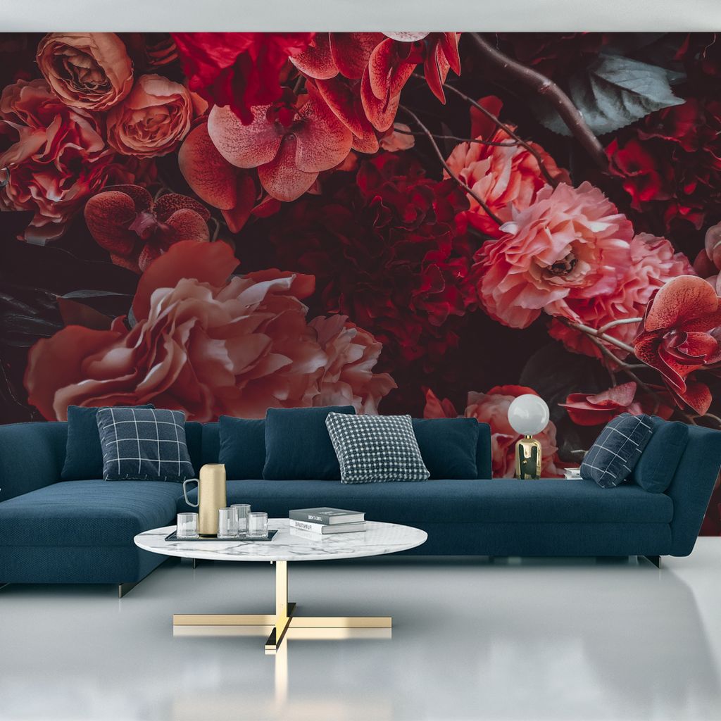 Muralo XXL Selbstklebende FOTOTAPETE Strau§ Pfingstrose Orchideen Blumen (B) 270 cm x (H) 180 cm Tapete Wandtapete WOHNZIMMER SCHLAFZIMMER 5177
