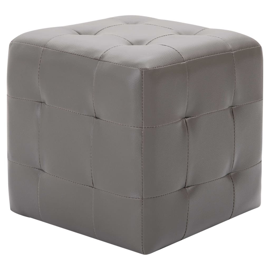 "Winteraktion" Pouf 2 Stk. Grau 30x30x30 cm Kunstleder - Fußhocker CC1756