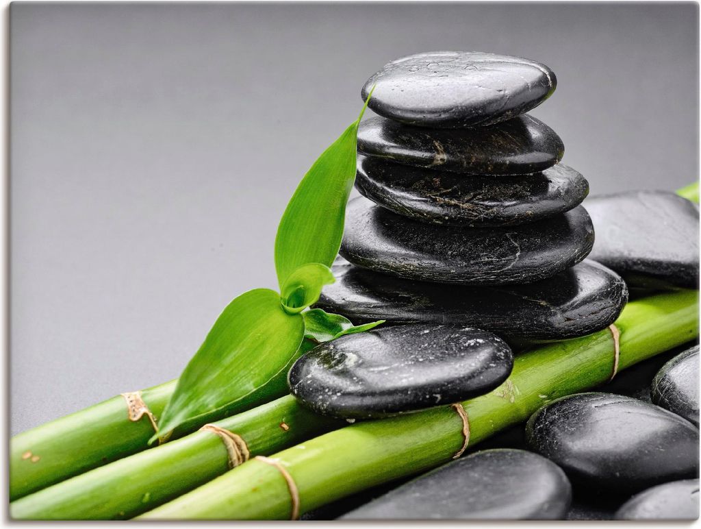 ARTland Leinwandbild Basalt Steine und Bambus Größe: 60x45 cm