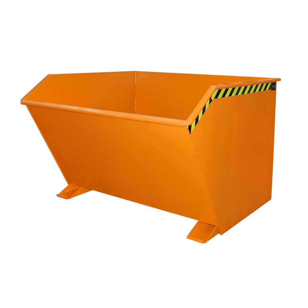 Mulden-Selbstkippbehälter, automatischer Aufrichter, Traglast 1500 kg, LxBxH 1640x1680x1090 mm, Vol. 2,00 cbm, RAL 2000 gelborange