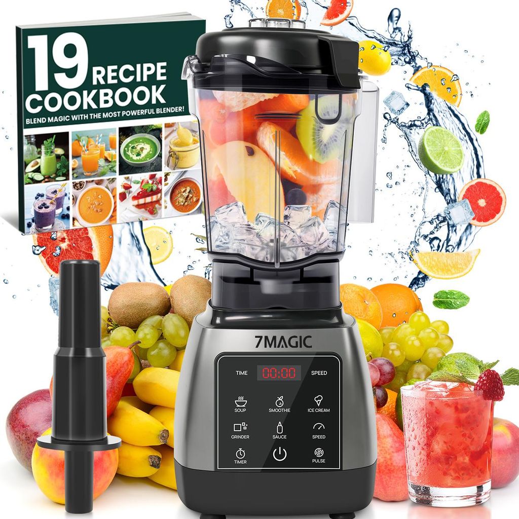 7MAGIC - Standmixer 2000 Watt mit Touchpanel, Hochleitungsmixer, 2L - 9 Geschwindigkeitsstufen, max. 24.000 U/min, Pulsfunktion, Timer, 5 Programme...