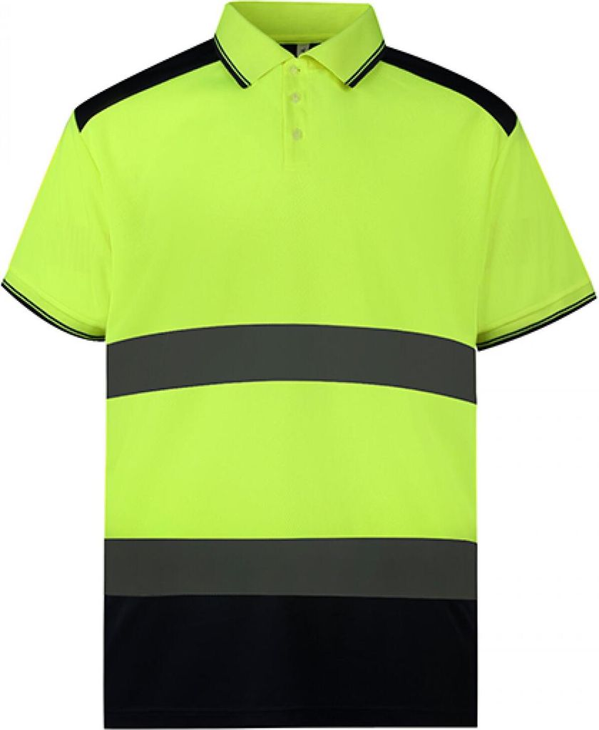 YOKO HVJ220 | Hi-Vis Two-Tone Polo Atmungsaktiv - Farbe: Hi-Vis Yellow/Navy - Größe: L