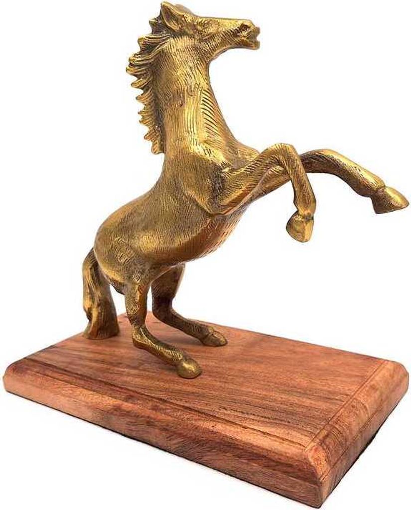 Schönes Pferd - Aluminium-Figur auf Holzsockel NI9537