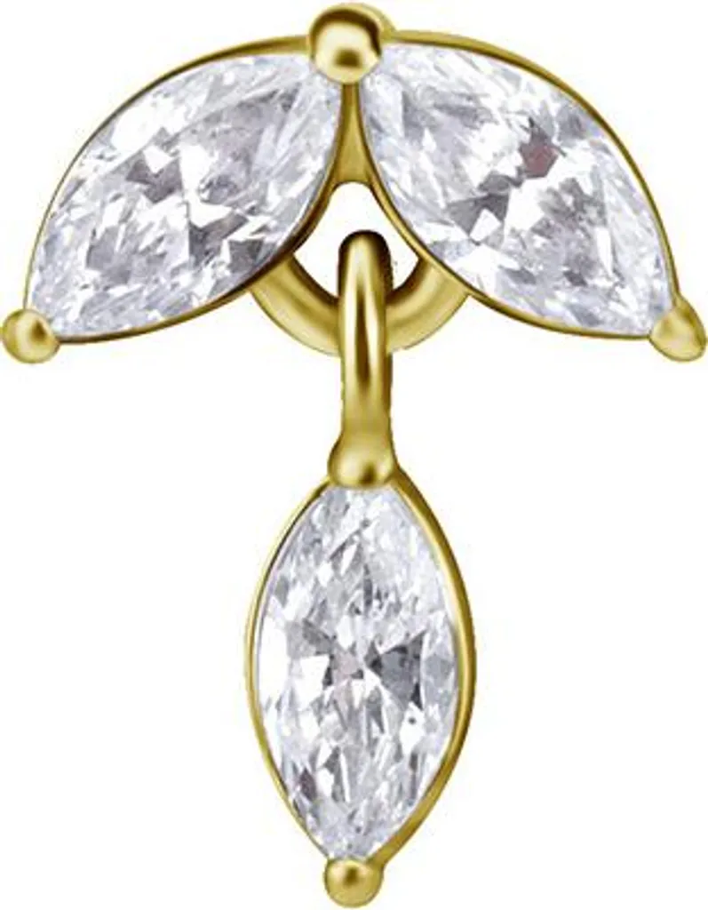 Embout de piercing Push-In plaqué or avec zircone brillant 7mm-9mm