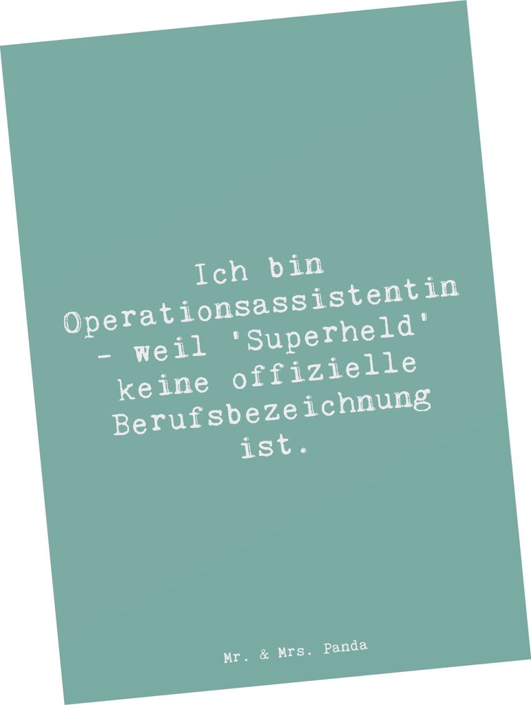 Mr. & Mrs. Panda Postkarte Spruch Operationsassistentin Heldin - Meeresbrise - Geschenk, Berufsliebe, Ansichtskarte, bildkarte, Geschenke mit Herz,...