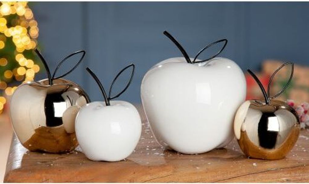 Gilde Keramik Apfel mit Metall-Stiel Blatt