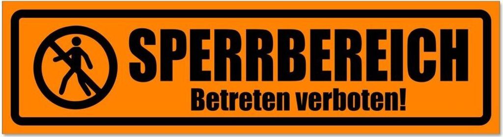 Kiwistar - Autoaufkleber - Orange - Schwarz - 60 x 16 cm - Sperrbereich betreten verboten invertiert - Hinweis Aufkleber Sticker für Auto, Kfz, Fa...