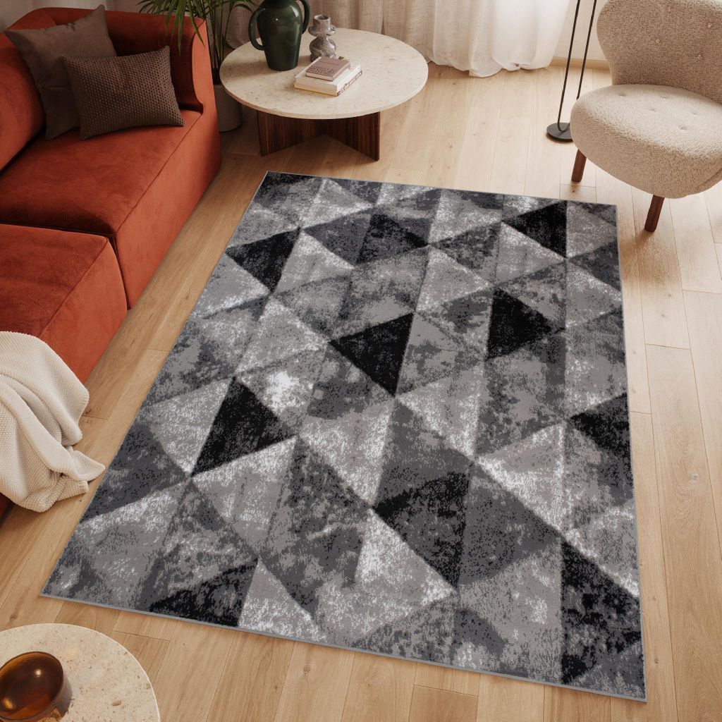 Tapiso Koberec LUXURY Geometric Black Grey Obývací pokoj Obrázek produktu 