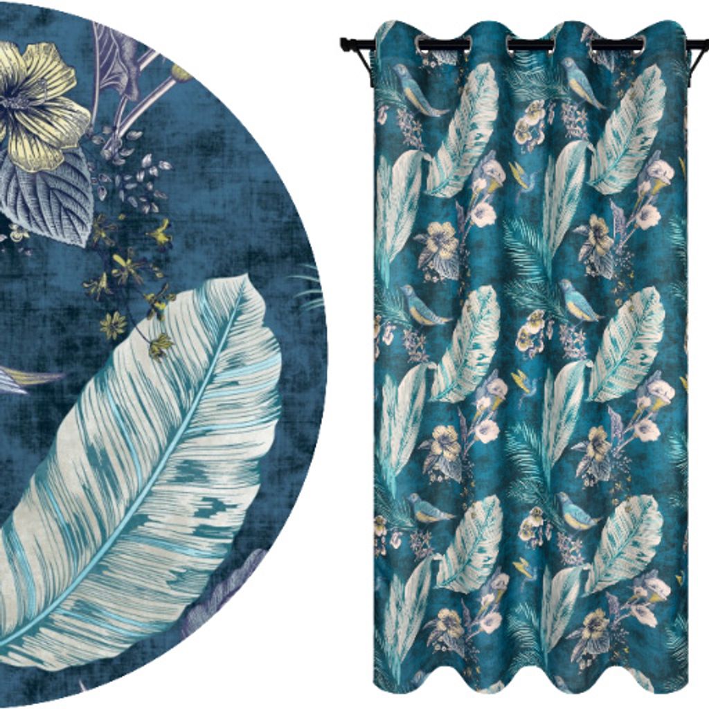 Blickdichte Gardine mit Ösen, Maße: 140x280 cm, Farbe: Pajaro