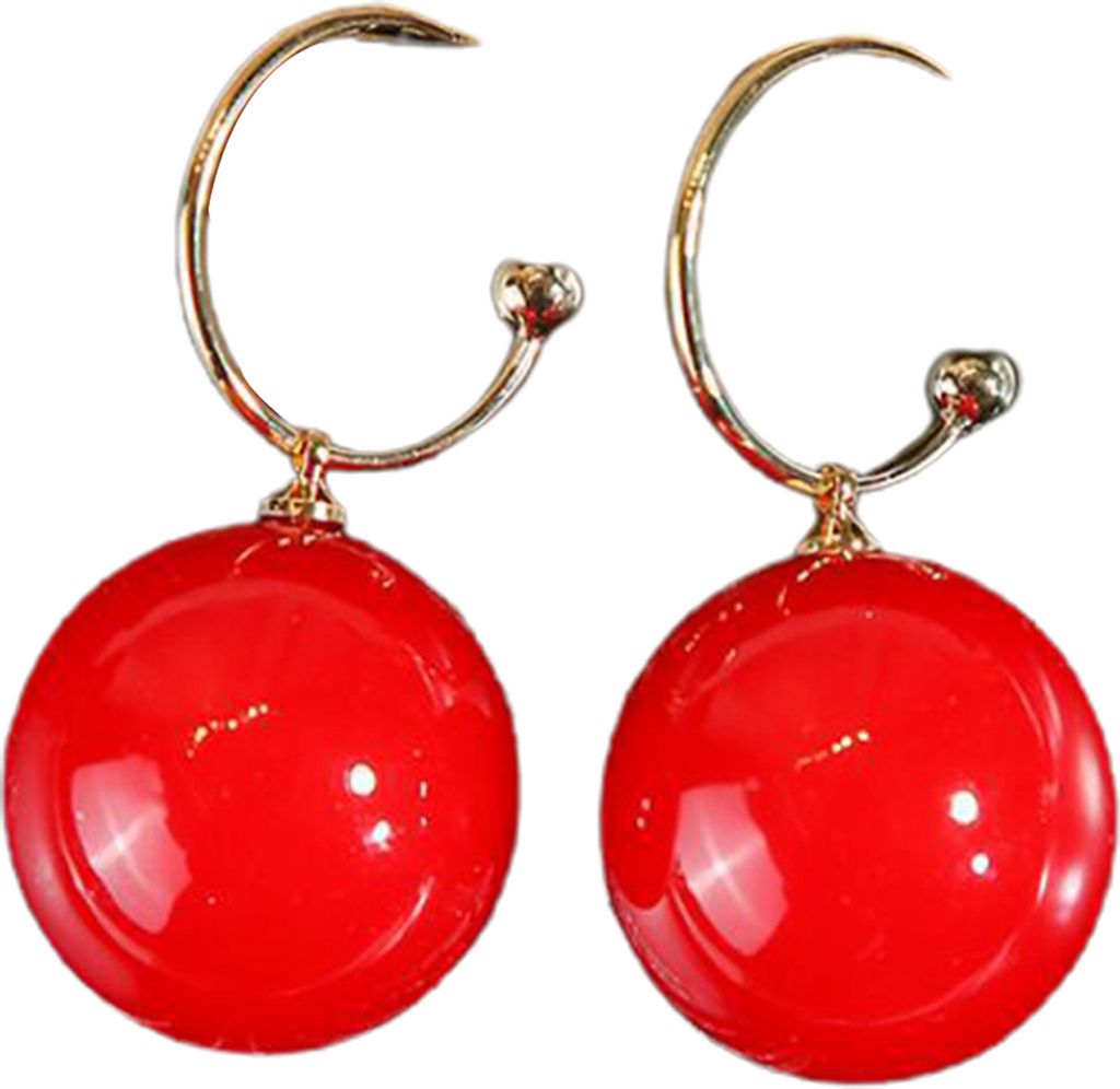 Damen-Ohrstecker, modisch, C-Form, Kunstperle, baumelnd, Schmuck, Geschenk-Rot