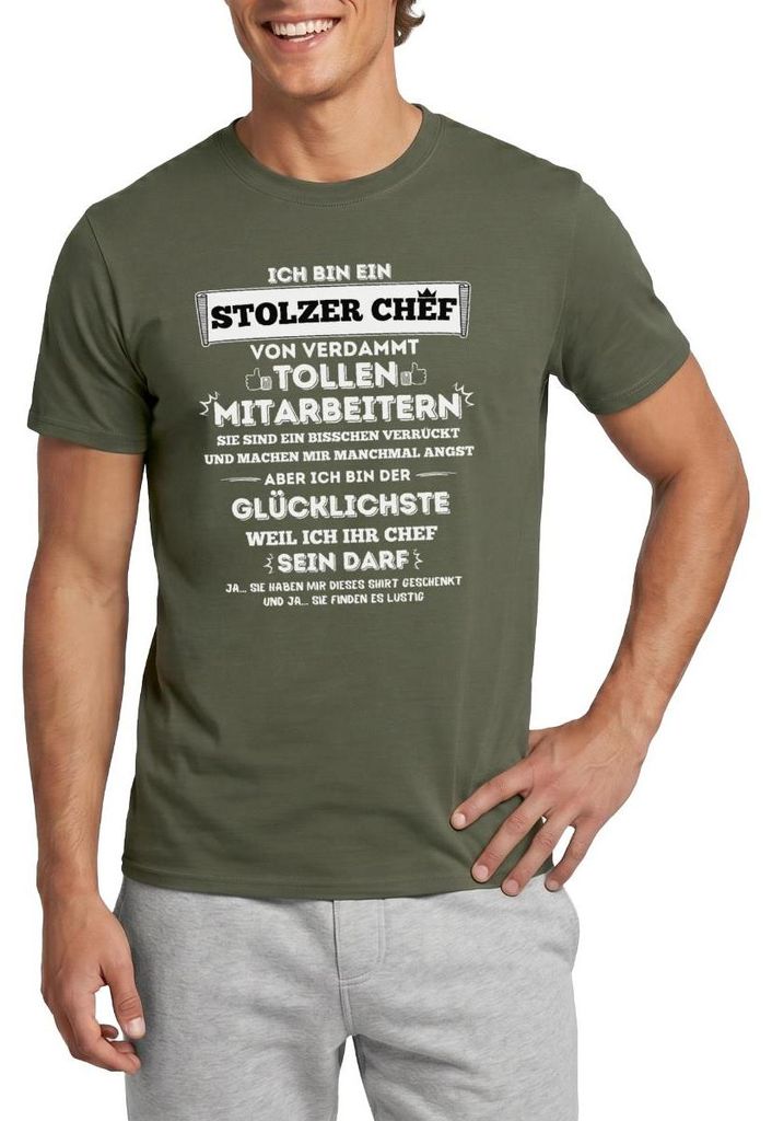 Spreadshirt Stolzer Chef Von Verdammt Tollen Mitarbeitern Geschenk Chef Männer T-Shirt, M, Militärgrün
