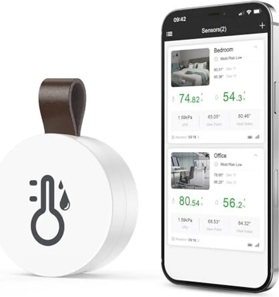 OQIMAX Termometro igrometro Bluetooth, misuratore di temperatura e umidità con app e memorizzazione dei dati, sensore digitale per casa, serra, cantina, Confezione 1