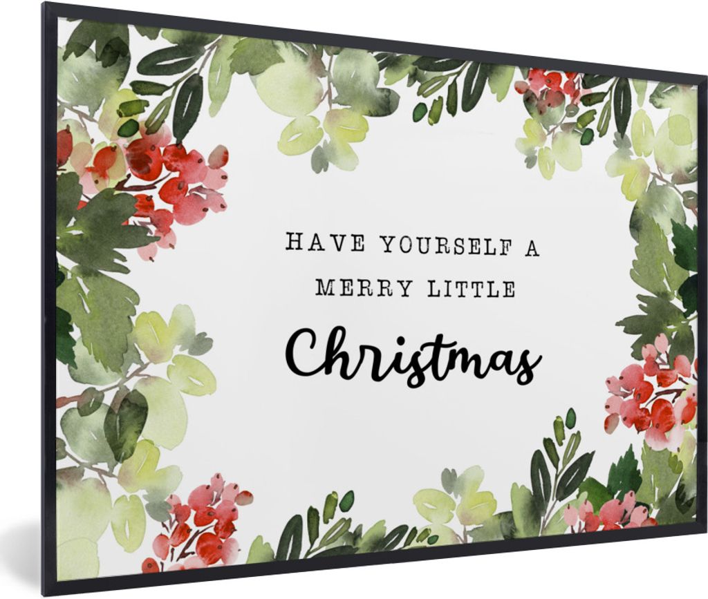 MuchoWow Gerahmtes Poster Weihnachten - Zitat - Pflanzen 60x40 cm - Poster mit Schwarzem Bilderrahmen Wandposter Rahmen Foto Bilder - Printing - ...