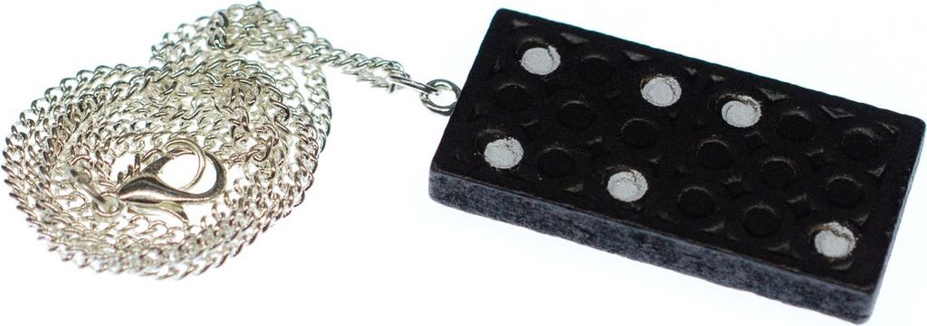 Domino Kette Miniblings Dominostein Spiel Zahlen Zahl 45cm Holz Schwarz