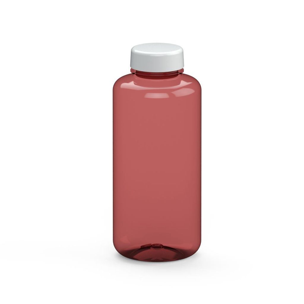 Trinkflasche "Refresh" 1,0 l - Robuste Flasche für den täglichen Gebrauch für Kinder und Erwachsene - transluzent-rot/weiß