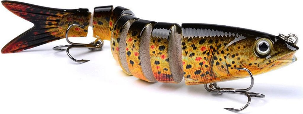13,5 cm/19 g Mehrgelenk-Angelköder mit Haken, realistischer 8-teiliger Swimbait, bionischer Hartköder, Kunstköder, Süßwasser-/Salzwasser-Angel...