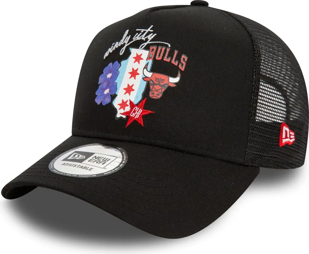 Casquette New Era Adjustable Mesh Trucker Chicago Bulls Noir et Rouge