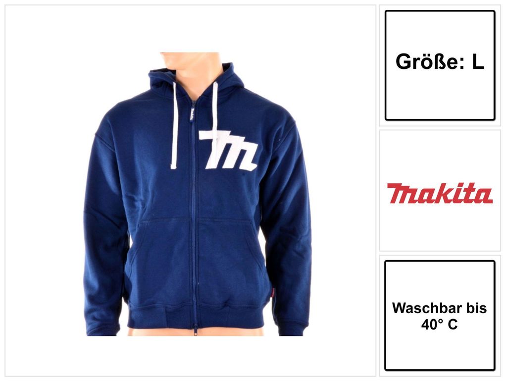 Makita Hoodie mit Reißverschluss Größe L ( 98P145 ) Farbe Produktbild 