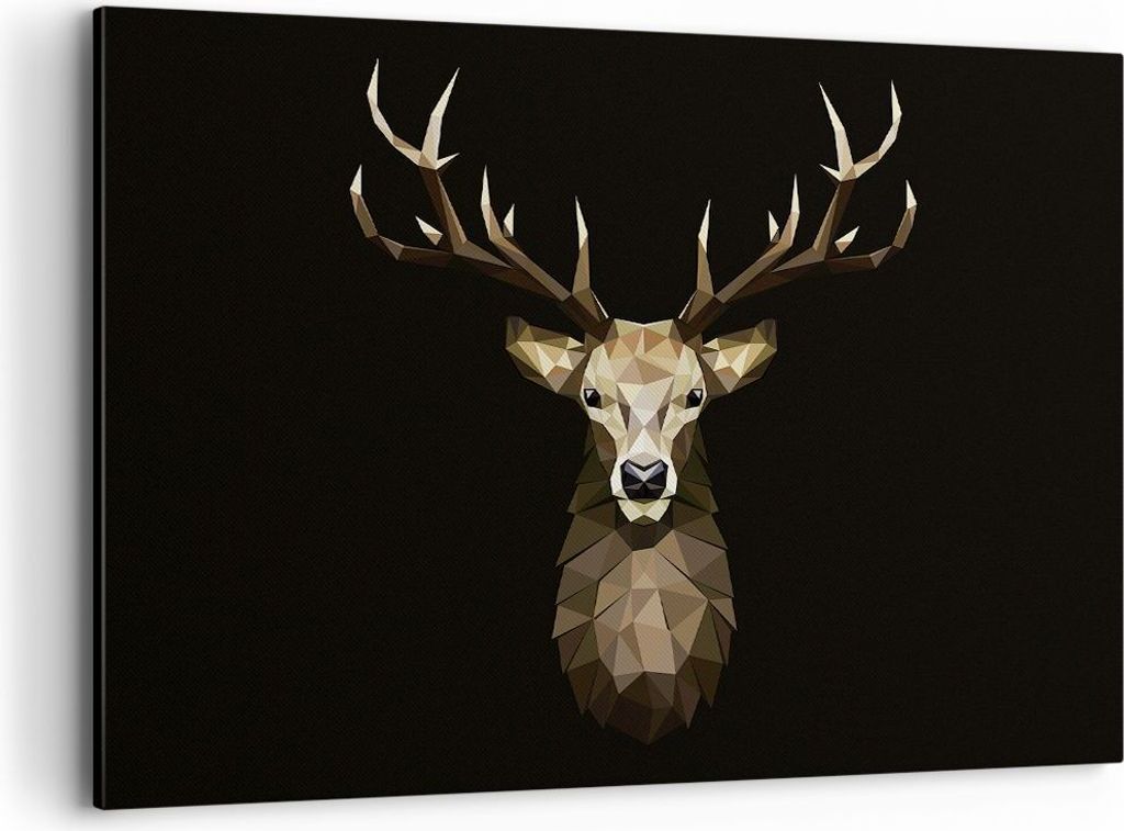 Bild auf Leinwand - Leinwandbild - Einteilig - Geometrisch Hirsch Modern - 120x80cm - Wand Bild - Wanddeko - Wandbilder - Leinwanddruck - Bilder - ...