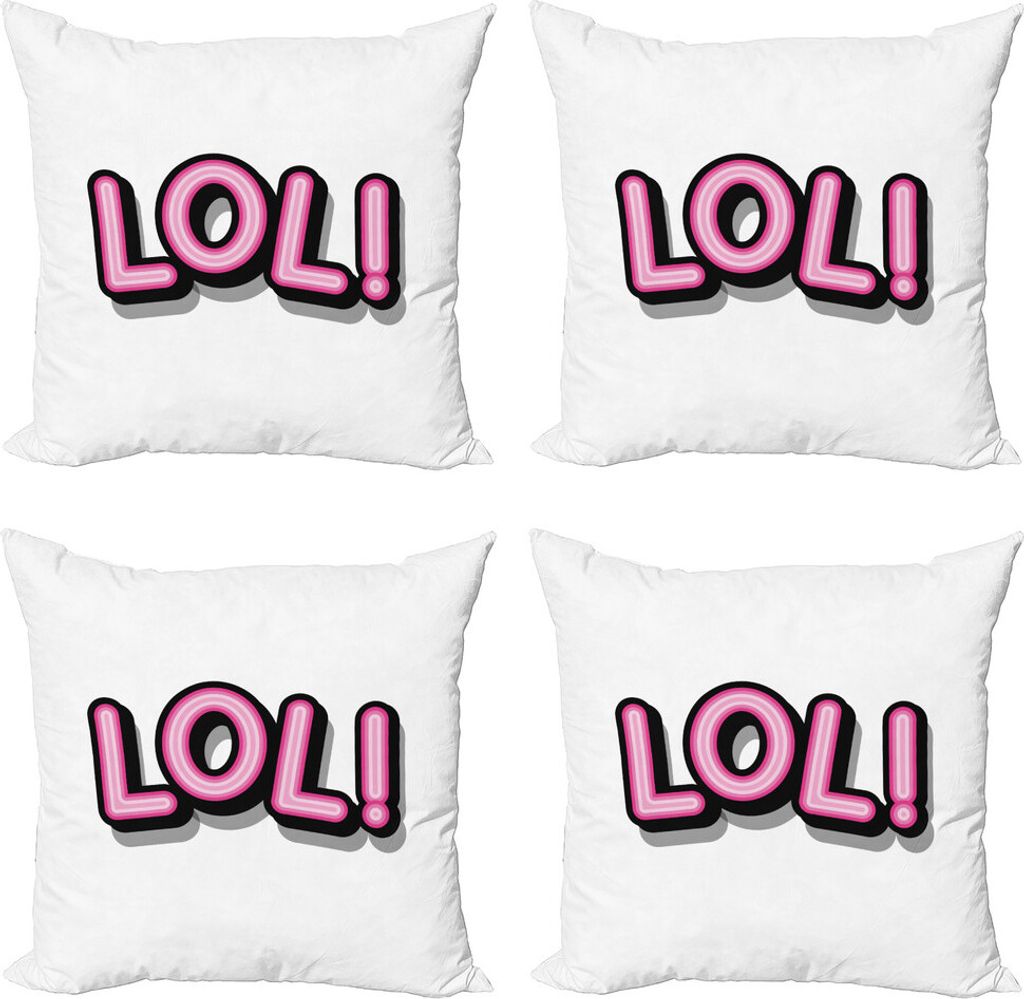 ABAKUHAUS LOL Kissenbezug Set (4 Stück), Retro Letters Vintage-Pop-Art, Moderner Doppelseitiger Digitaldruck, 40 cm x 40 cm, Rosa Blassrosa und Sc...
