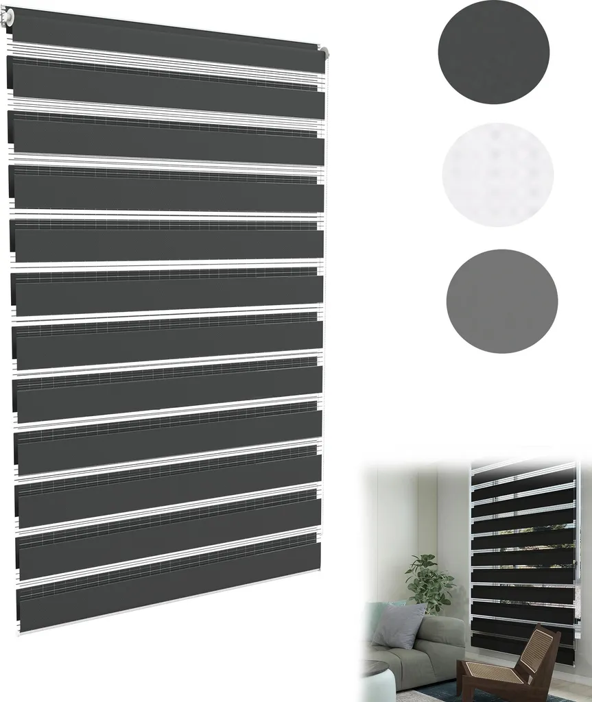 Store Translucide Salon et Bureau 90x150cm - Rideau Tamisant Noir