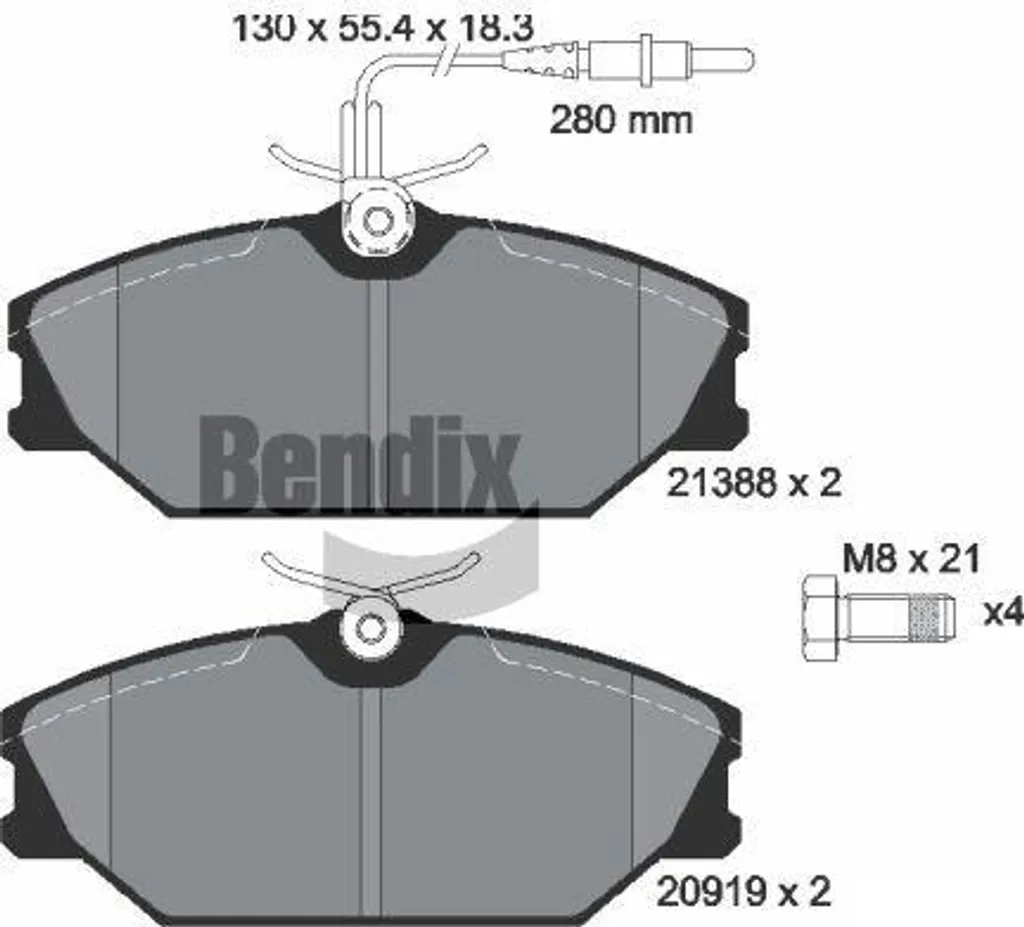 Jeu de plaquettes de frein à disque BENDIX BPD1519 pour Megane et Espace
