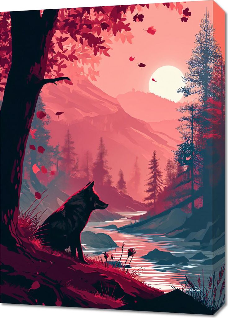 Bild 50x70cm Wolf Am Waldrand