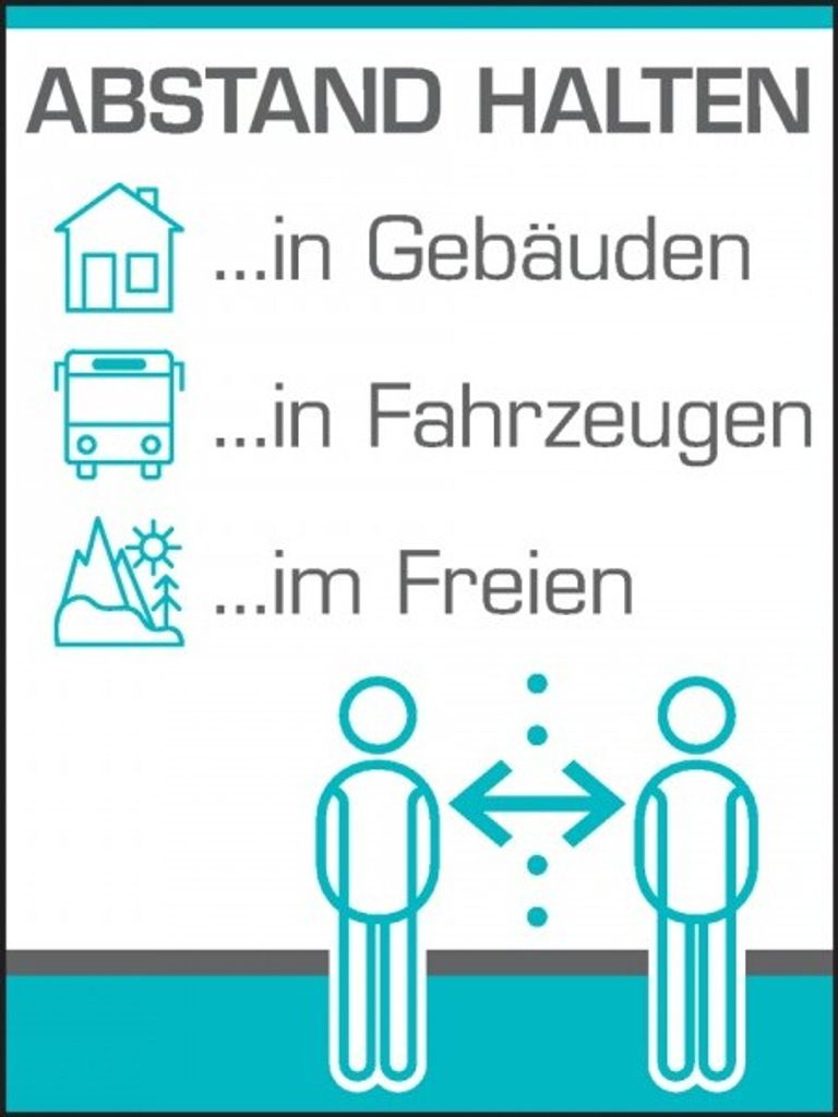 Dreifke Aufkleber I Aushang ABSTAND HALTEN...in Gebäuden, in Fahrzeugen, im ...