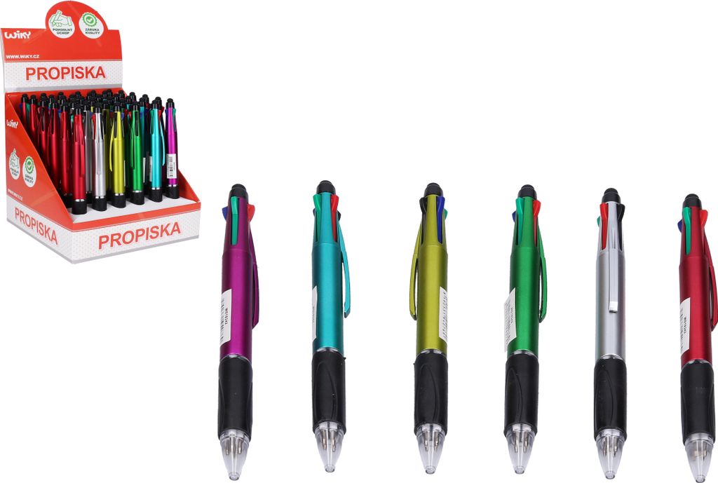 Mehrfarbiger Kugelschreiber (4 Farben) + Stylus