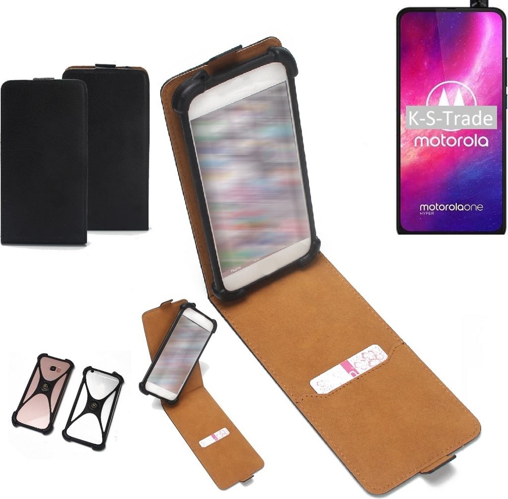 K-S-Trade Handyhülle Schutzhülle kompatibel mit Motorola One Hyper Hülle Case Cover Flip Style Bumper schwarz 1x