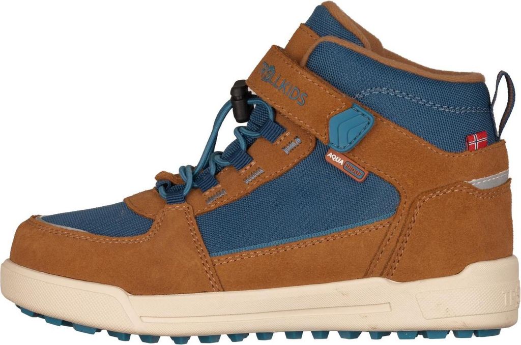 Trollkids Kinder Gryllefjord Mid Cut Stiefel almond/madeira blue/deep orange 30