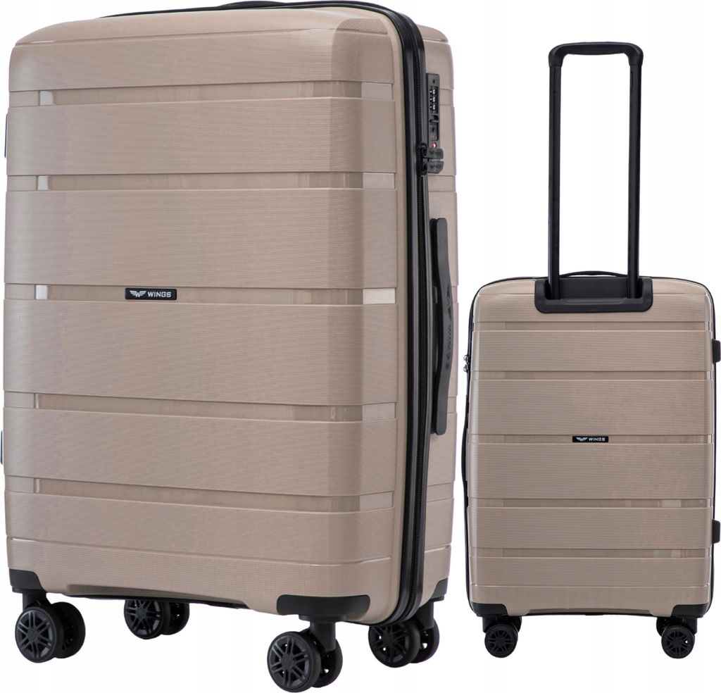 WINGS Beiger Reisekoffer 65cm, TSA-Champagner
