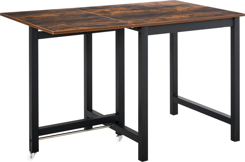 Gagnez de la place avec cette table à manger pliante mobile 118x70 marron