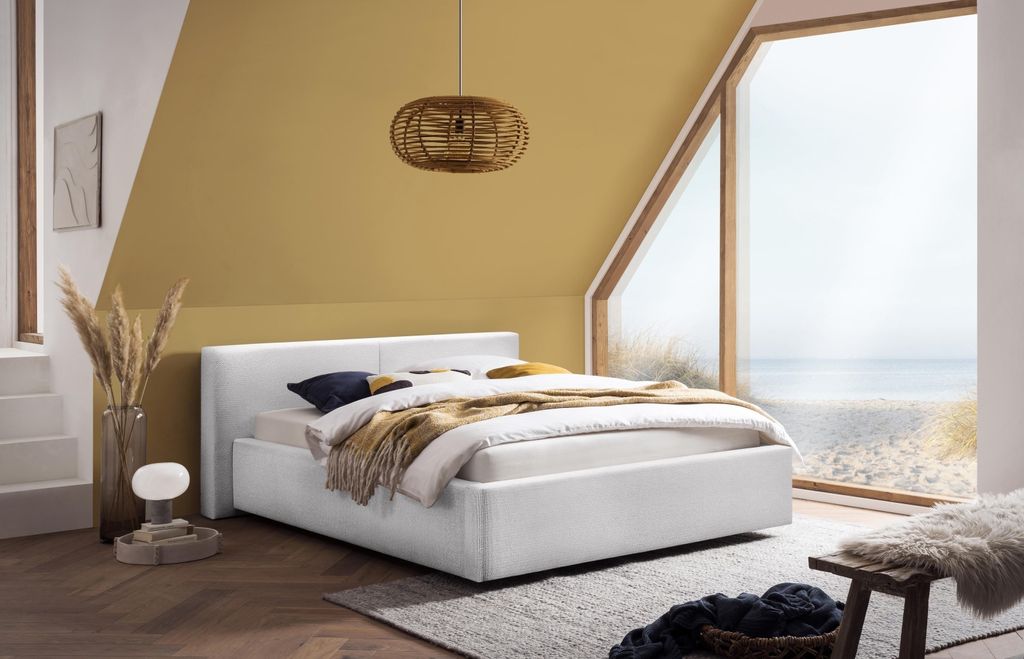 Polsterbett >Cube< Liegefläche 140x200cm, cement, Stellmaß: 180x82x227cm (BxHxT)